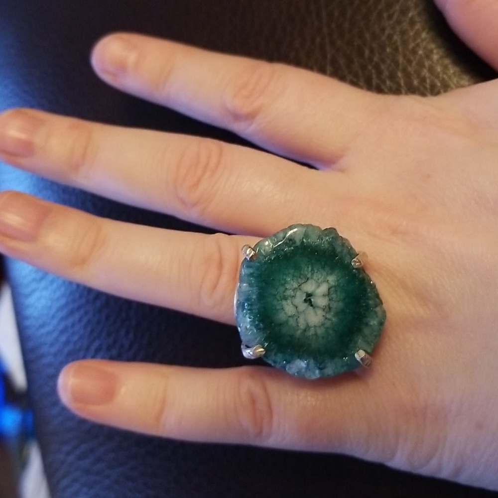 Blue, light, mock gemstone, size 7 I believe